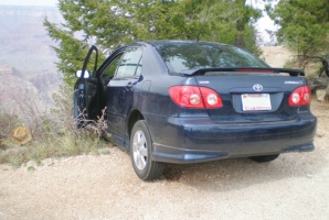 Sgt. Travis Twiggs' car, abandoned at a Grand Canyon overlook after an attempt to drive over the rim into the canyon.