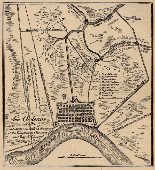 New Orleans in 1798. (Courtesy of the University of Texas Libraries.)